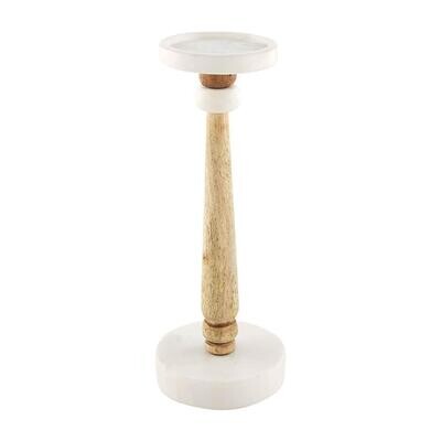 Sm Marble & Wood Candlestick