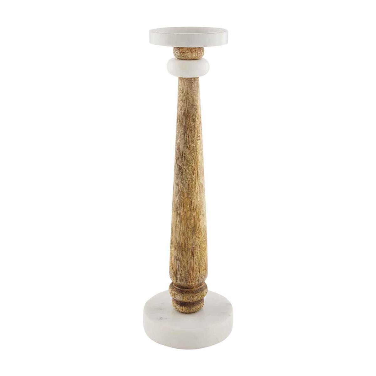 Lg Marble & Wood Candlestick