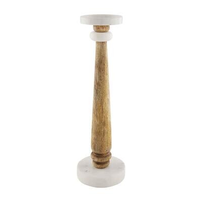 Lg Marble & Wood Candlestick