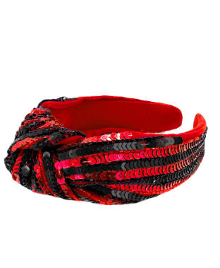 Red & Black Sequin Striped Headband