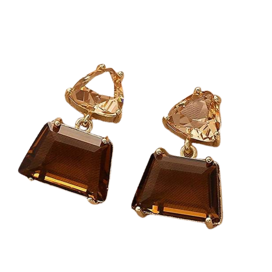 Brown Glass Crystal Earrings