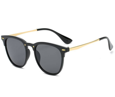 Black Round Frame Sunglasses w/ White Case
