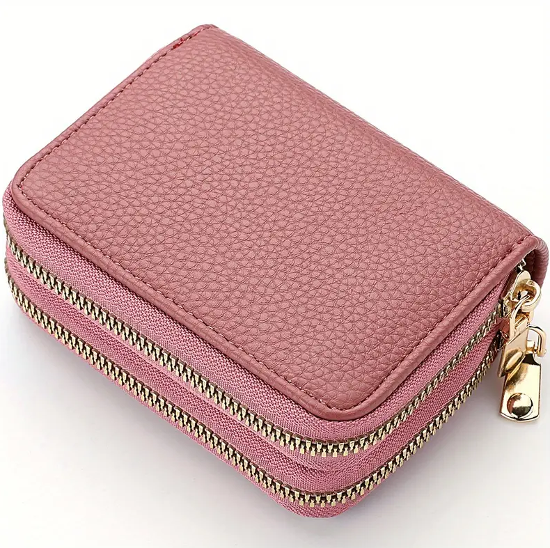 Dark Pink Double Zipper Wallet