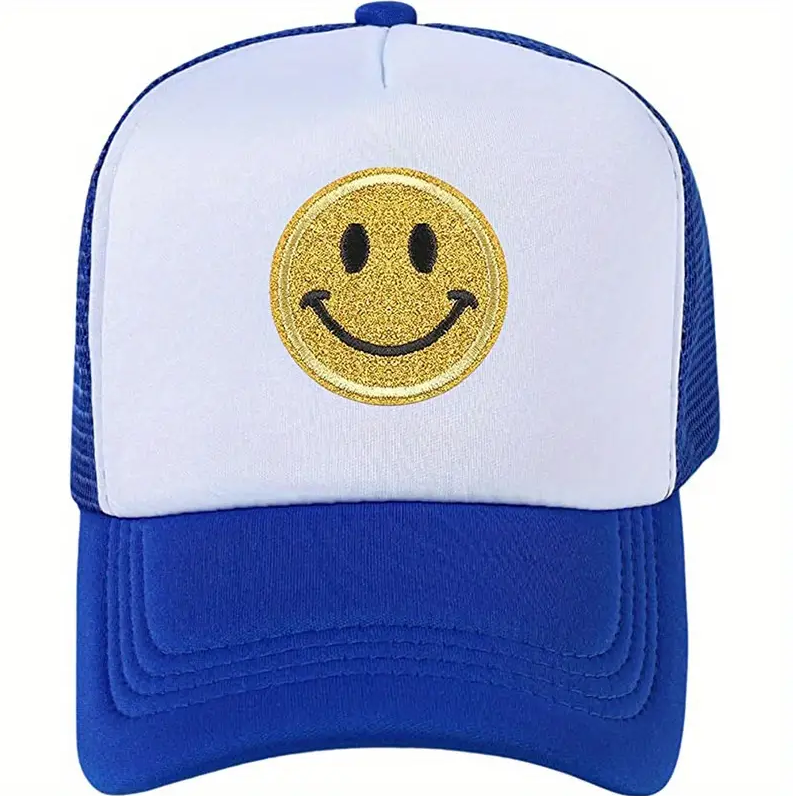 Blue Happy Face Trucker Hat