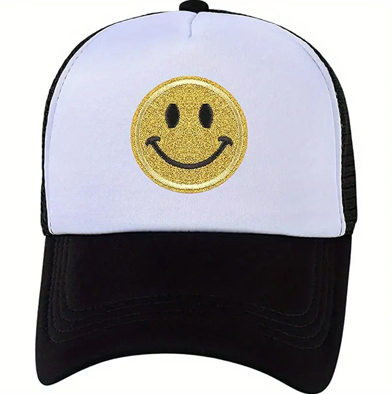 Black Happy Face Trucker Hat