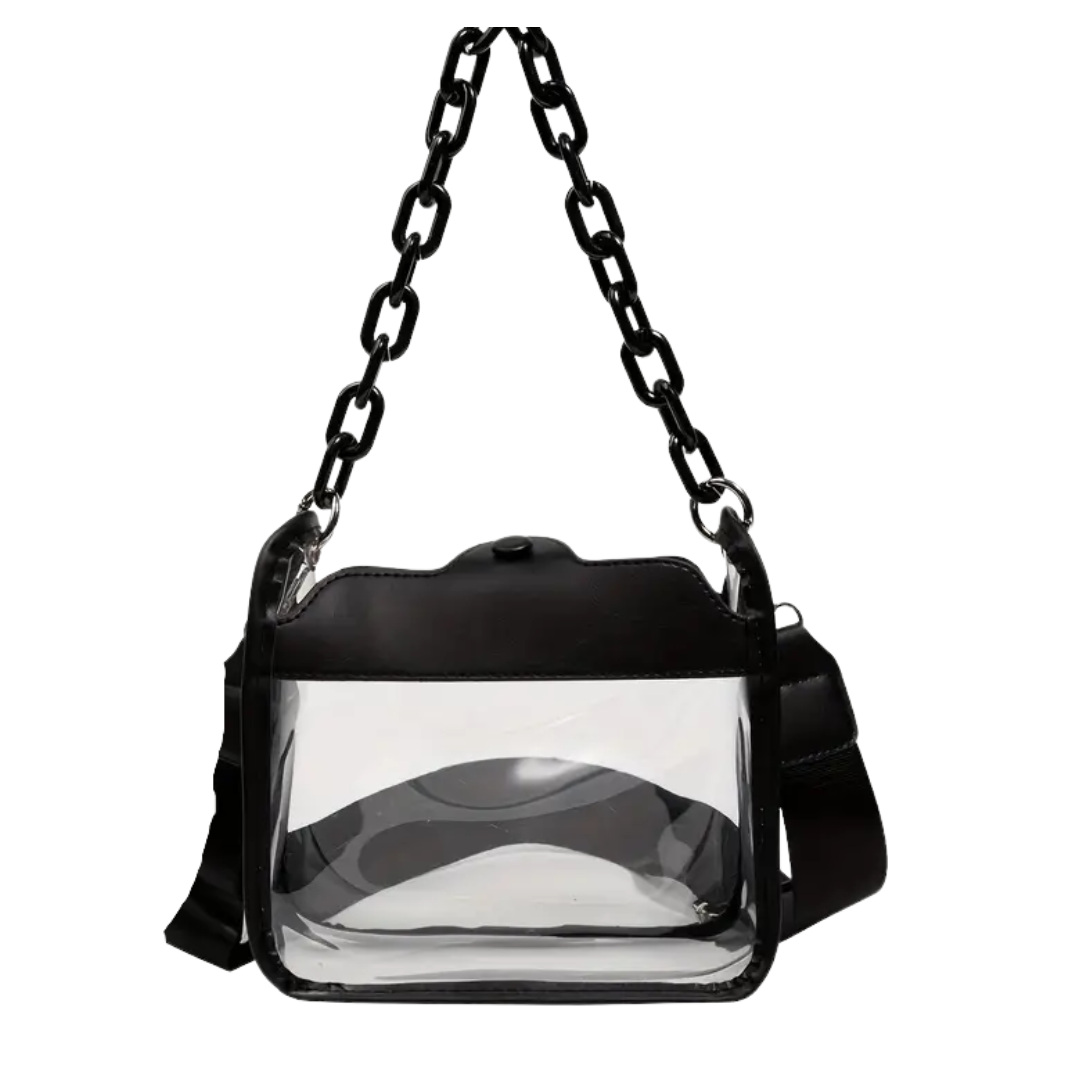 Clear Black Chain Crossbody