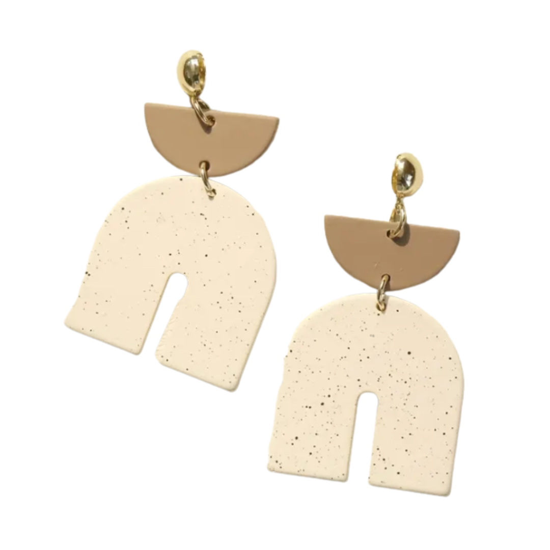 Spotted Taupe Arch Earrings