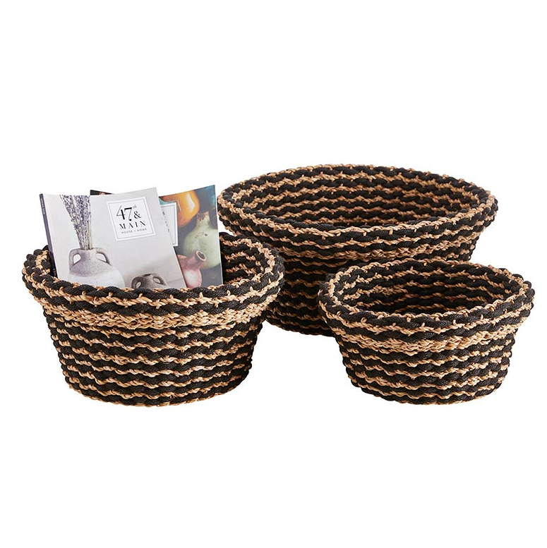 Sm Round Striped Basket