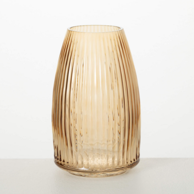 Brown Ribbed Vase