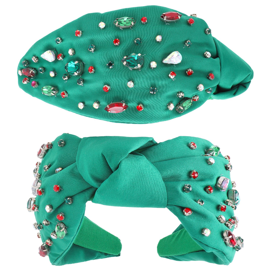 Green Beaded Holiday Headband