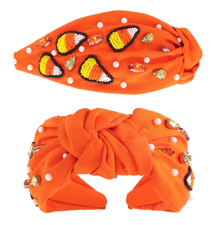 Orange Beaded Candy Corn Headband