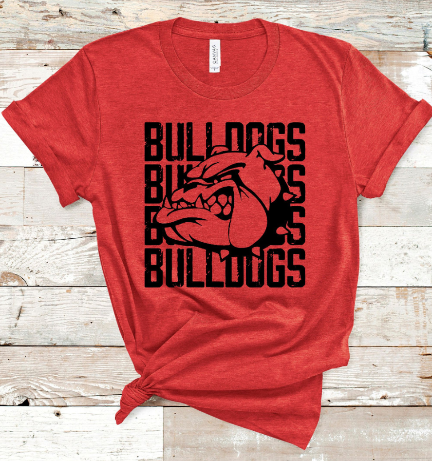 Med Red Bulldogs Stacked T-shirt
