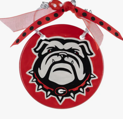 Round Georgia Bulldog Ornament