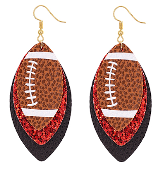 Red & Black Football Earrings