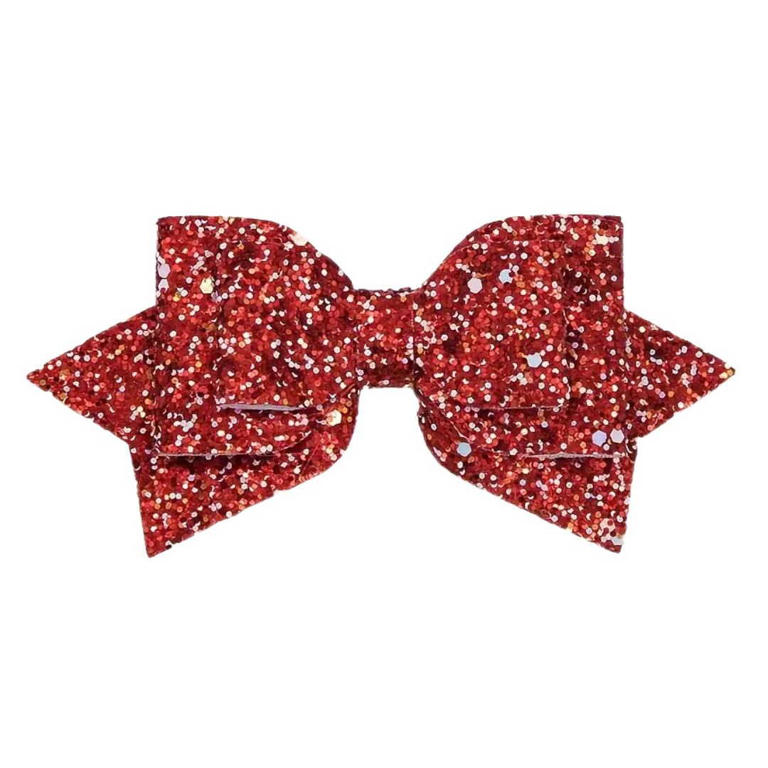 Red Sparkle Bow Straw Topper