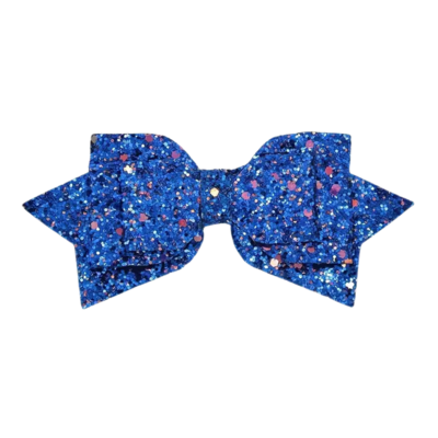 Blue Sparkle Bow Straw Topper