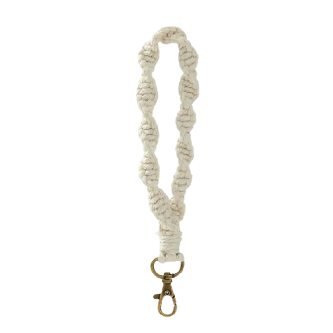 White Woven Rope Keychain