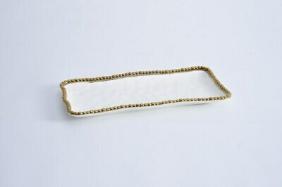 Bandeja Rectangular Mediana Blanca (Dorado)