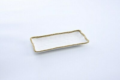 Bandeja Rectangular Chica Blanca (Dorado)
