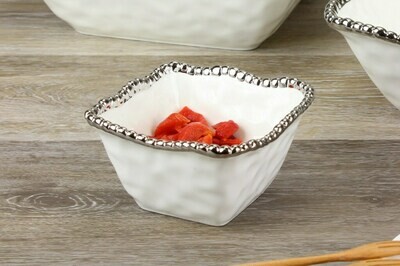 Mini Bowl Cuadrado Blanco (Plateado)