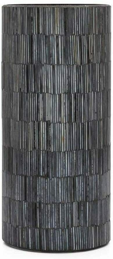 Bamboo Glass Mosaic Vase 9" Black