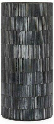 Bamboo Glass Mosaic Vase 9" Black