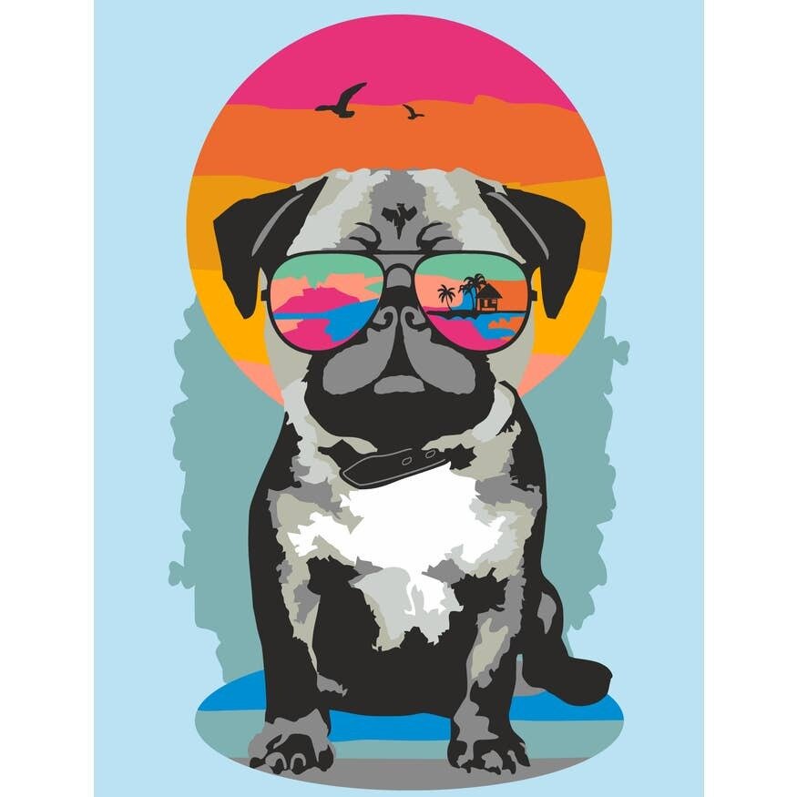 Paint By Number. Pug on Vacation