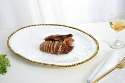 Bandeja Ovalada Grande Blanca (Dorado)