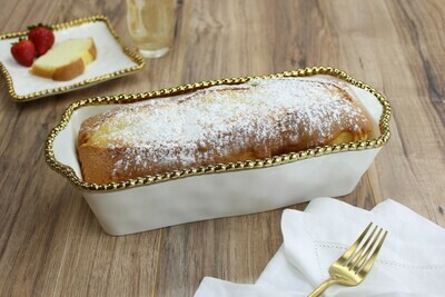 Pyrex en forma de Loaf Blanco (Dorado)