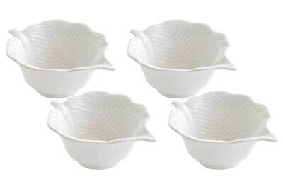 Set de 4 Bowls en Forma de Hoja Blancos