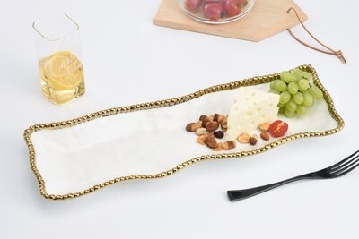 Bandeja Alargada Rectangular Blanca (Dorado)