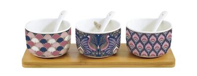 Set con 3 Bowls de Porcelana Peacock