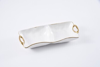Bandeja de 2 Divisiones Blanca (Dorado)