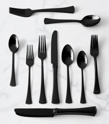 Set de Cubiertos 20 Piezas Portola Negro