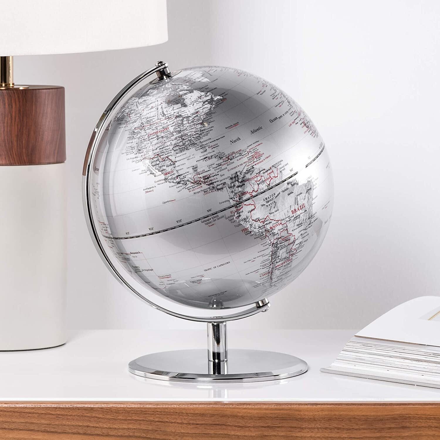 Latitude World Globe Silver