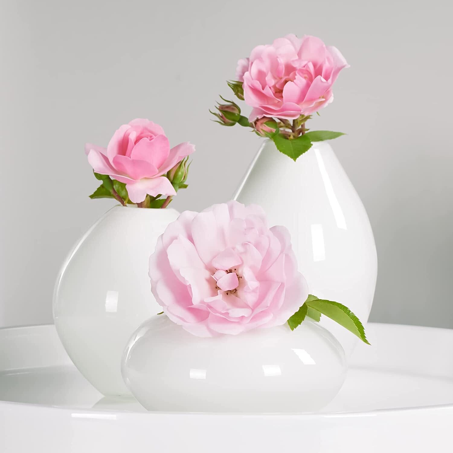 Mini Lustre Vase Set White