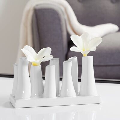 Eva Rectangle White Multitub Vase
