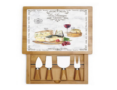 Quesera de Bambu con Gaveta de Cuchillos Les Fromages