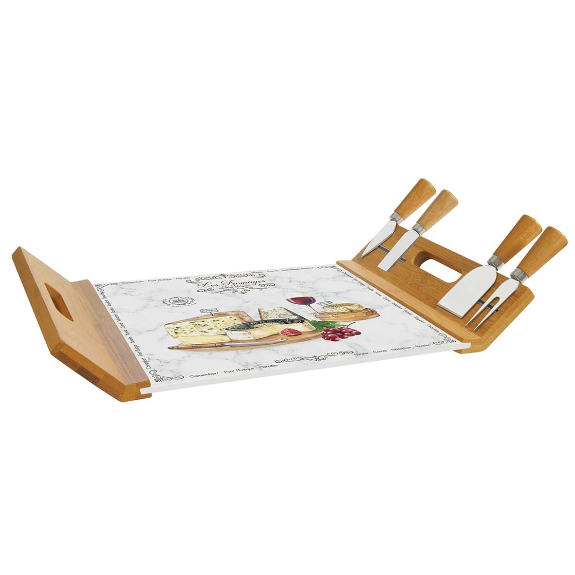 Quesera de Bambu con 4 Cuchillos Les Fromages