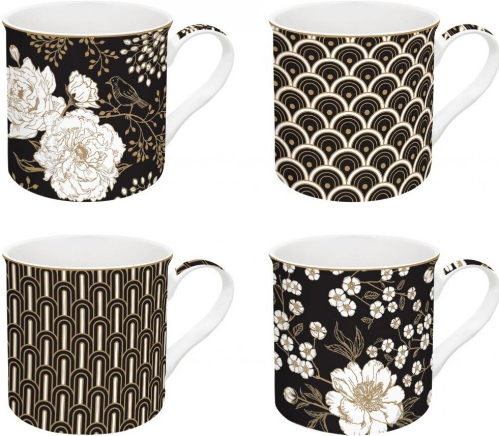 Set de 4 Mugs Art Deco & Flowers
