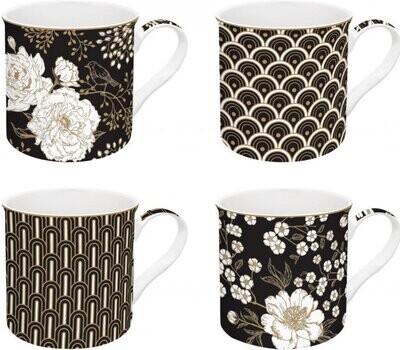 Set de 4 Mugs Art Deco & Flowers