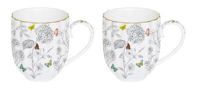 Set de 2 Mugs de Porcelana Fleurs & Papillons