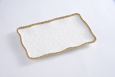 Bandeja Rectangular Mediana Blanca (Dorada)