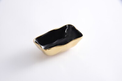 Mini Bowl Rectangular Dorado (Negro)