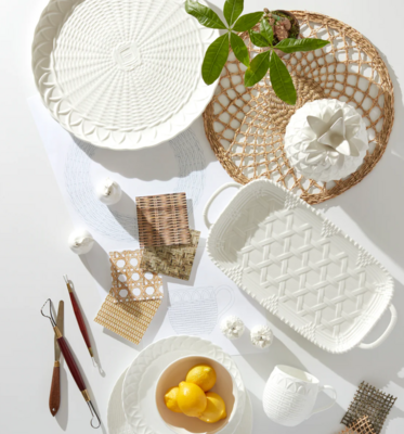 Bandeja de Porcelana con Asas Wicker Creek