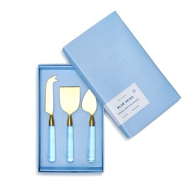 Set de 3 Cuchillos de Queso Blue Skies en Caja de Regalo