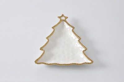 Christmas Tree Platter Blanco (Dorado)