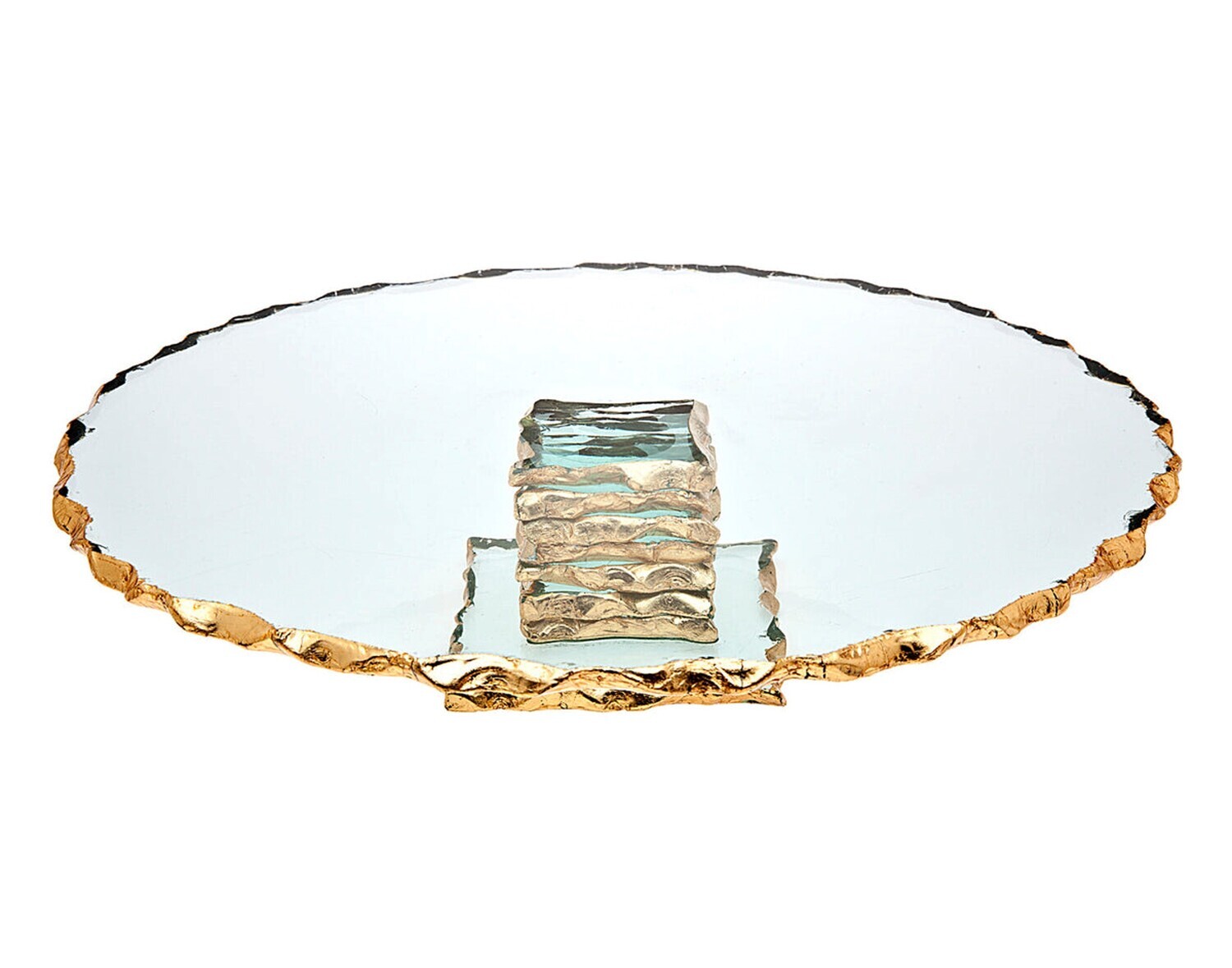 Cake Plate Harper Borde Dorado Alto