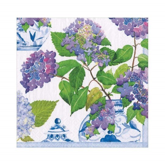 Paquete de 20 Servilletas Luncheon Hydrangeas and Porcelain