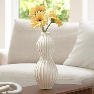 Anna White Glaze Ceramic Vase 10"
